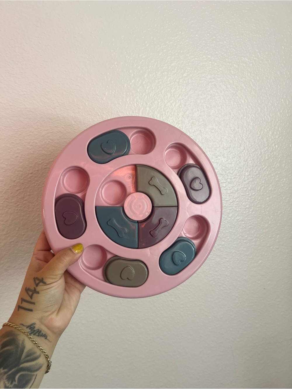 Interactive Pink Slow Feed Dog Puzzle Bowl - Multi-Color Treat Spinner